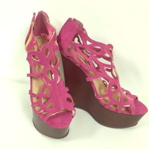 6” platform wedges- pink